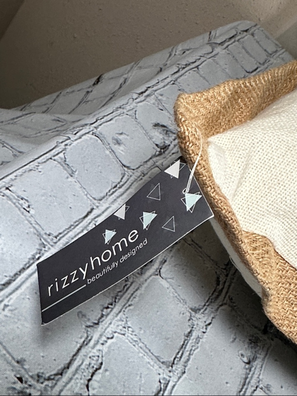 Rizzy Home Jute Canvas 22"x22" Oversized Solid Square Throw Pillow neutral cream - Picture 7 of 11